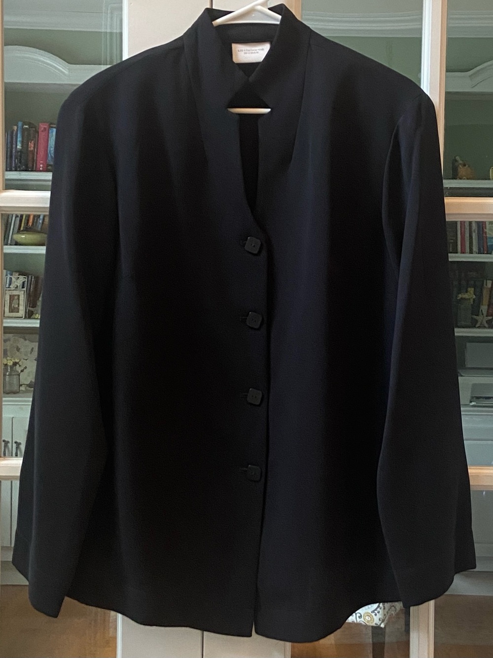Liz Claiborne Black Minimal Collar Button-Front Blazer Size 1X